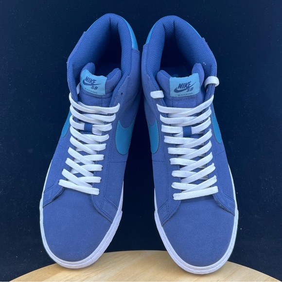 NIKE SB ZOOM BLAZER MID MIDNIGHT NAVY/NOISE AQUA SIZE MEN'S 11.5 [FD0731-400] - Picture 3 of 10